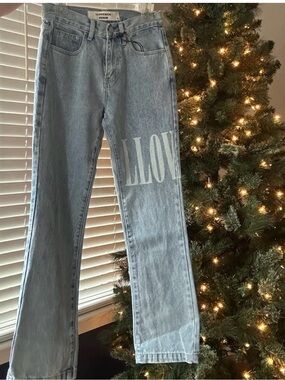 Lovesick Light Blue Denim Jeans with White Waistband Label
